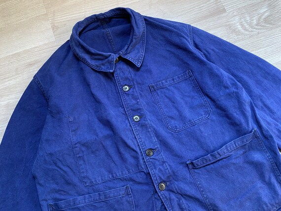 SizeL: 1960s FRENCH INDIGO Cotton Work Jacket Vint
