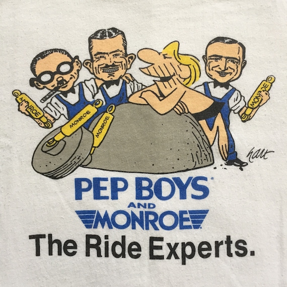Vintage PEP BOYS Tshirt White Paperthin 60s 70s Sm