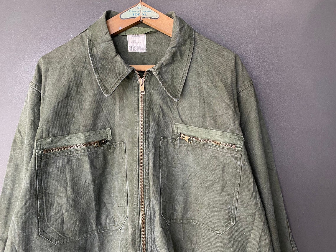 Vintage FRENCH Military Air Force Jacket Olive Green Militaria | Etsy