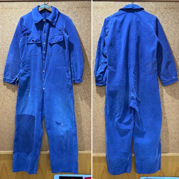 Patched 1950s Vintage FRENCH Work Coveralls Rare … - image 10