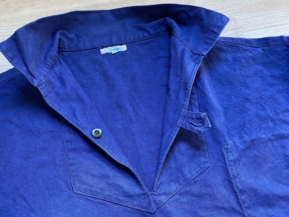 Pit27" Vintage 50-60s FRENCH INDIGO Fisherman Pull