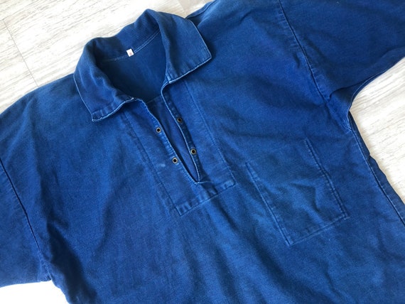British Fisherman Indigo Cotton Work Pullover Jump