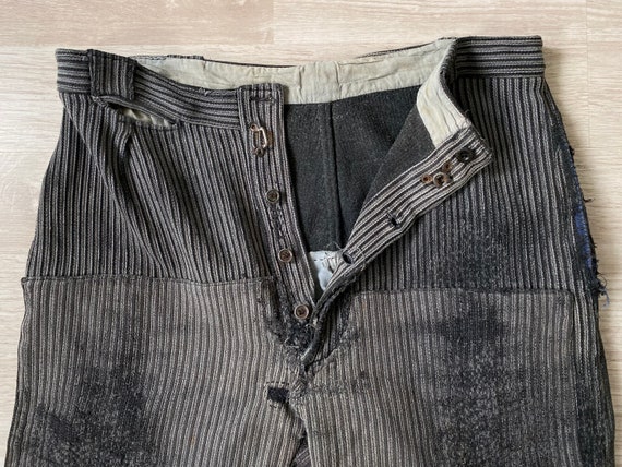 RARE 1930s Vintage French Pique Black-Grey Stripe