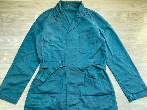 Vintage French 'VETRA' Green Work Belted Shopcoat