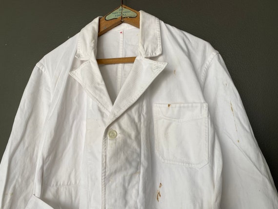 1940s French White Cotton Work Coat V-pocket Made in France - Etsy