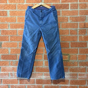 w30&quot; Vtg French Moleskin Work Trousers Rare Vintage Workwear Indigo