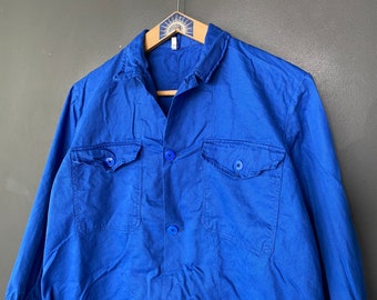 German 2-Pocket Blue Work Jacket One-wash SizeL