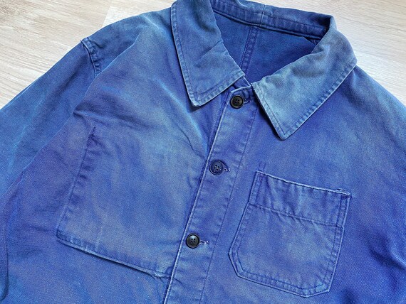SizeM - 60s French SunFaded Work Jacket Vintage Wo
