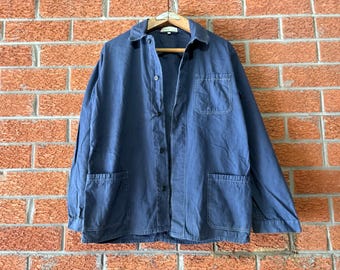 Chaqueta de trabajo vintage de algodón vietnamita Lotus de Pit20" de los años 60, talla pequeña, unisex, con tapeta de botones oculta.
