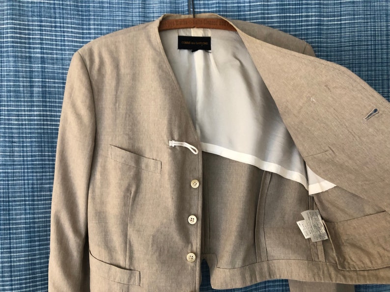 Comme Des Garcons Vintage 80s Blazer Vest Jacket Beige Wool Made in Japan