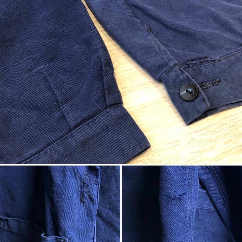 RARE Vintage 1940s French Indigo Work Jacket Antique Workwear