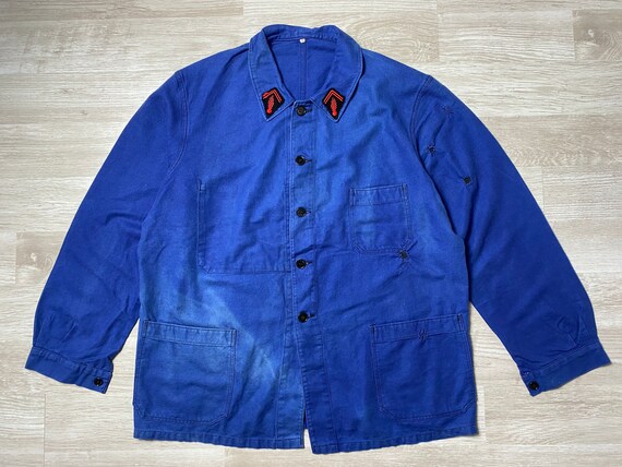50-60s French Fireman Work Jacket Light Indigo Cot