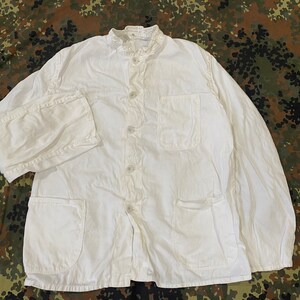 Vintage British Railroad White Cotton Work Jacket Workwear