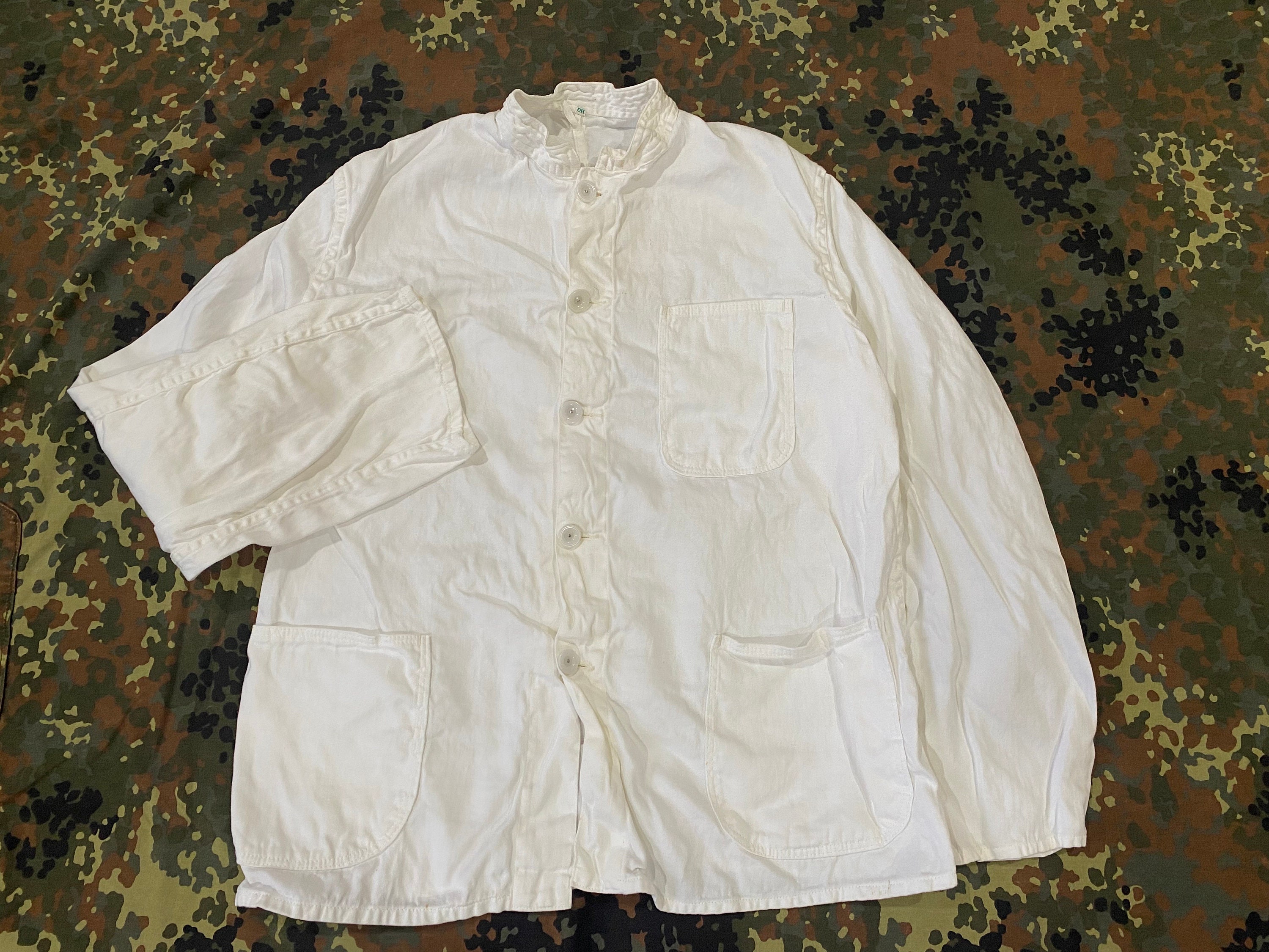 Vintage British Railroad White Cotton Work Jacket Workwear Vintage British Railroad White Cotton Work Jacket Workwear