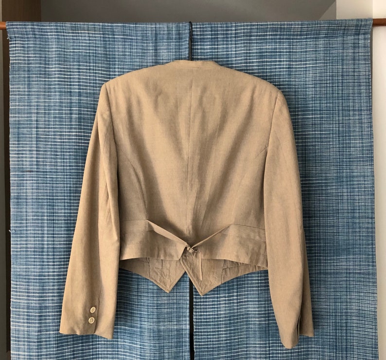Comme Des Garcons Vintage 80s Blazer Vest Jacket Beige Wool Made in Japan