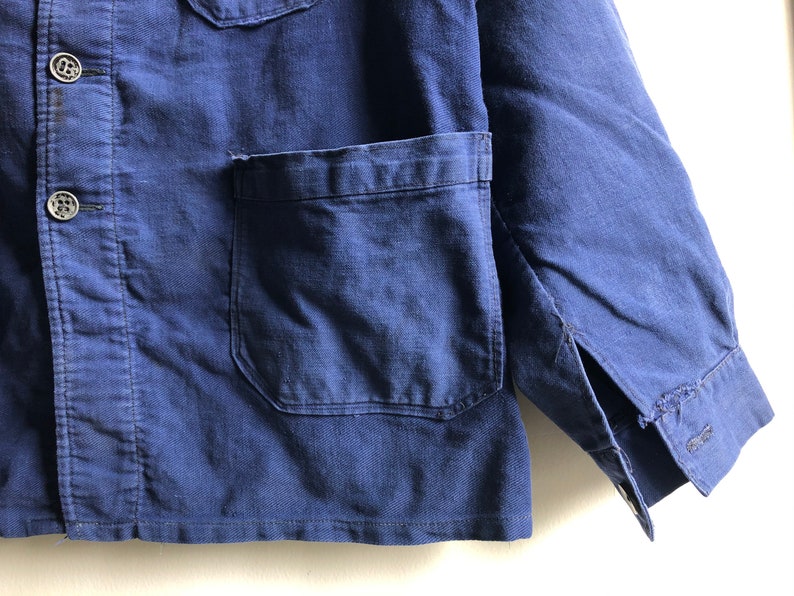 RARE Vintage 1940s French Indigo Work Jacket Antique Workwear
