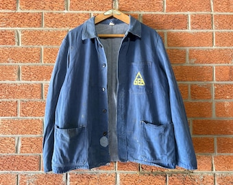 Vintage German KARBA Stripe Work Chore Jacket Rare Workwear
