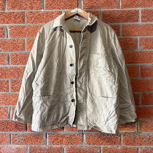 Chaqueta de trabajo alemana color beige Pit22" con tapeta de botones oculta