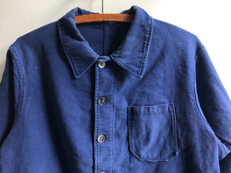 RARE Vintage 1940s French Indigo Work Jacket Antique Workwear