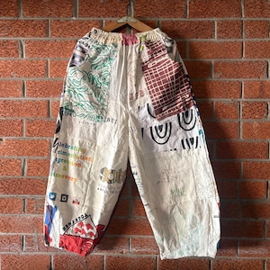REMADE Patchwork Cotton Baggy Pants Balloon One Size Fit All Women