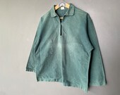French Fisherman Green Sailor Jumper Smock Canvas