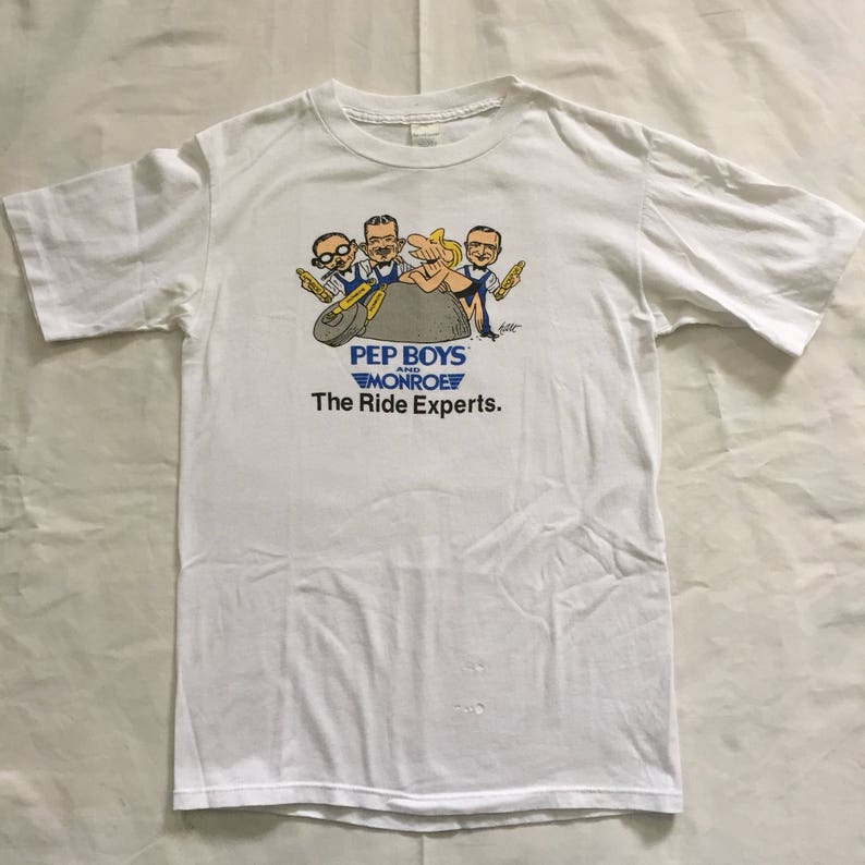 Vintage PEP BOYS Tshirt White Paperthin 60s 70s Small Size | Etsy