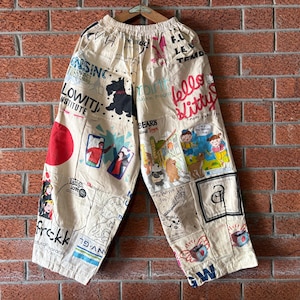 REMADE patchwork katoenen wijde broek ballon one size fit all