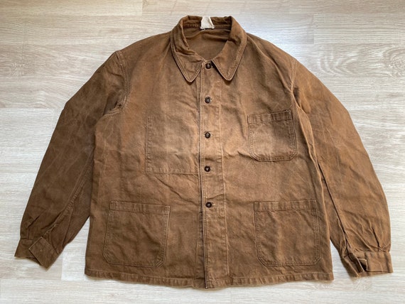 RARE 1940s French Brown Heavy Cotton Canvas Work J