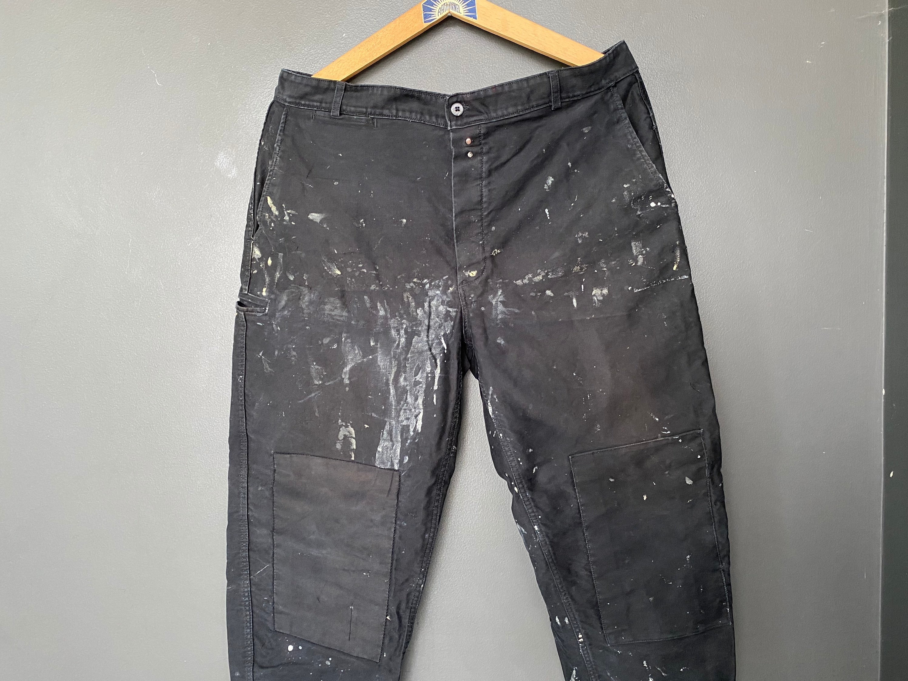 W41 French BLACK Moleskin Work Pants Vintage Rare Workwear W41 French BLACK Moleskin Work Pants Vintage Rare Workwear