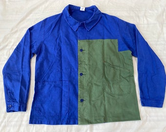 SizeL / REMADE French Blue Work Jacket Vintage Patched Boro Workwear