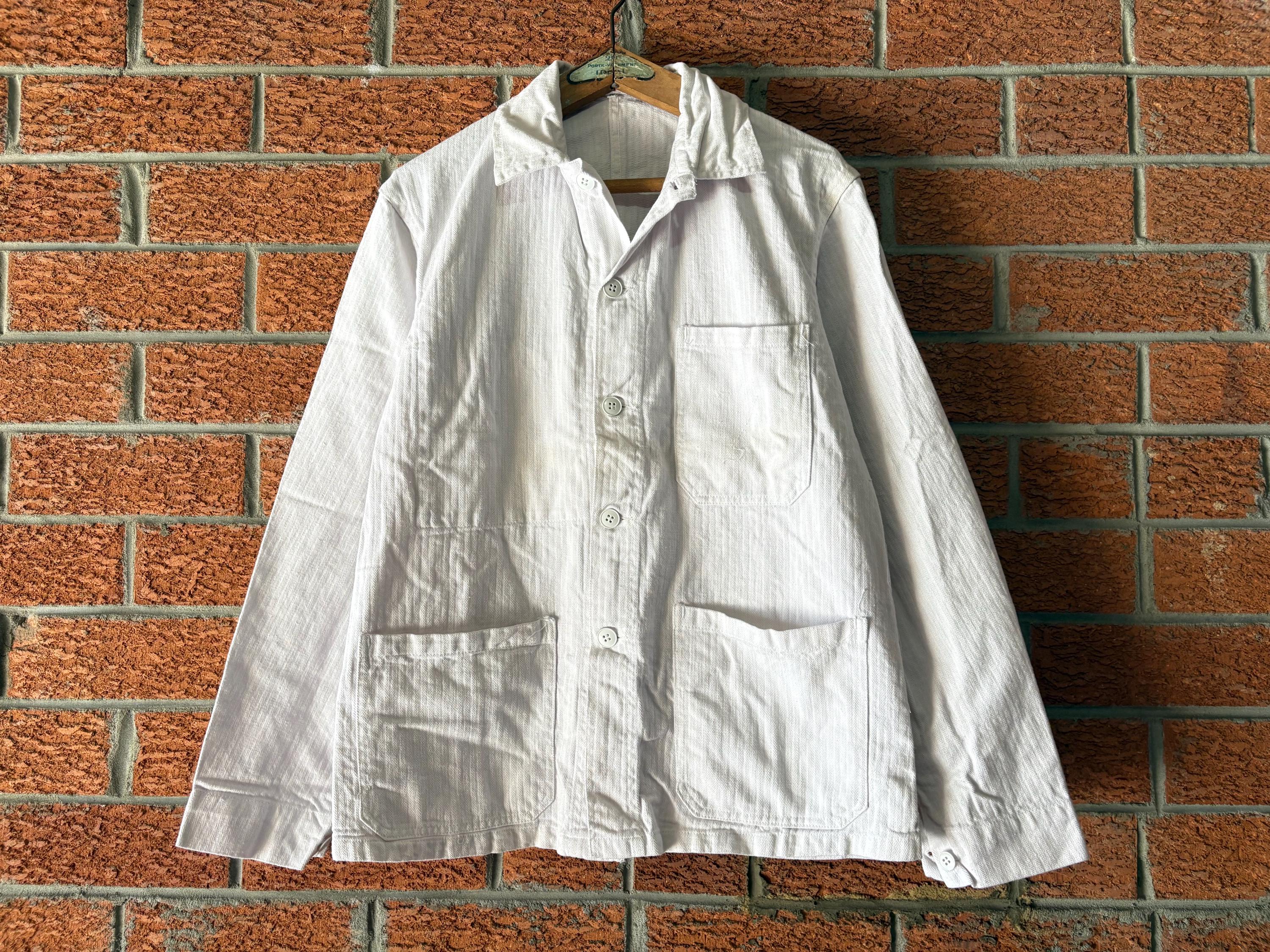 40s】French vintage Work White Jacket 40s French Jacket - Etsy
