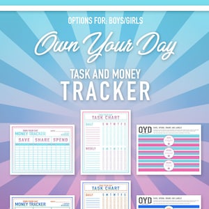 Task And Money Tracker For Kids (Girls) | Teaching Kids About Money | 3 Pages