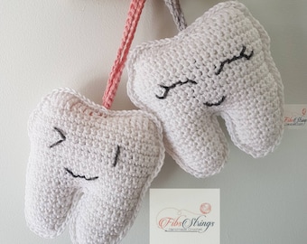 Handmade Crochet Tooth Pillow | Crochet Tooth Fairy Cushion