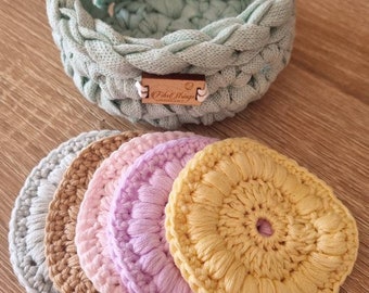 Bundle | Mini Crochet Bowl with 5 Cotton Face Scrubbies