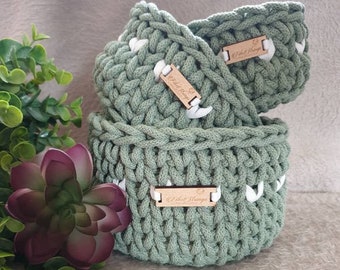 Handmade Bowl | Eco Bowl | Eco Basket |Crochet Bowl | Eco Homewares | Set of 3 | Essential Bowl | Recycled Cotton | Recycled Homewares | Eco