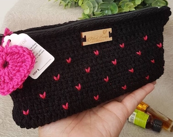 Handmade Crochet Hearts Essential Oils Pouch | Pouch for Oils | Essential Oils