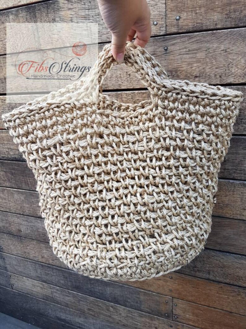 Large Jute Tote | Crochet Tote | Market Bag | Shopping Bag | Beach Bag | BOHO Bag image 7