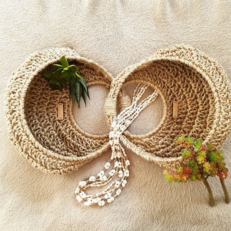 Crochet Jute Wall Hanging Fibs Strings Original Wall Planter Hanging Planter Circular Planter Crochet Planter Wall Basket Medium HangingBasket