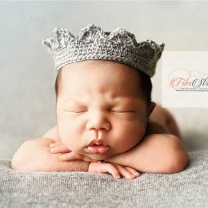 Handmade Crochet Crown | Crochet Crown | Newborn Photoprop | Prince | Princess