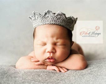 Handmade Crochet Crown | Crochet Crown | Newborn Photoprop | Prince | Princess