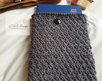 RTS | Handmade Crochet Pouch | Crochet A4 Sleeve | Book Accessories | Fully lined with cotton print fabric