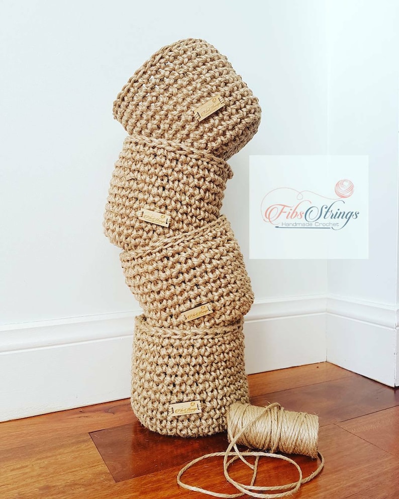 Handmade Thick Jute Twine Basket Hanging Hooked Jute Basket Etsy