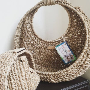 Crochet Jute Wall Hanging Fibs Strings Original Wall Planter Hanging Planter Circular Planter Crochet Planter Wall Basket image 6