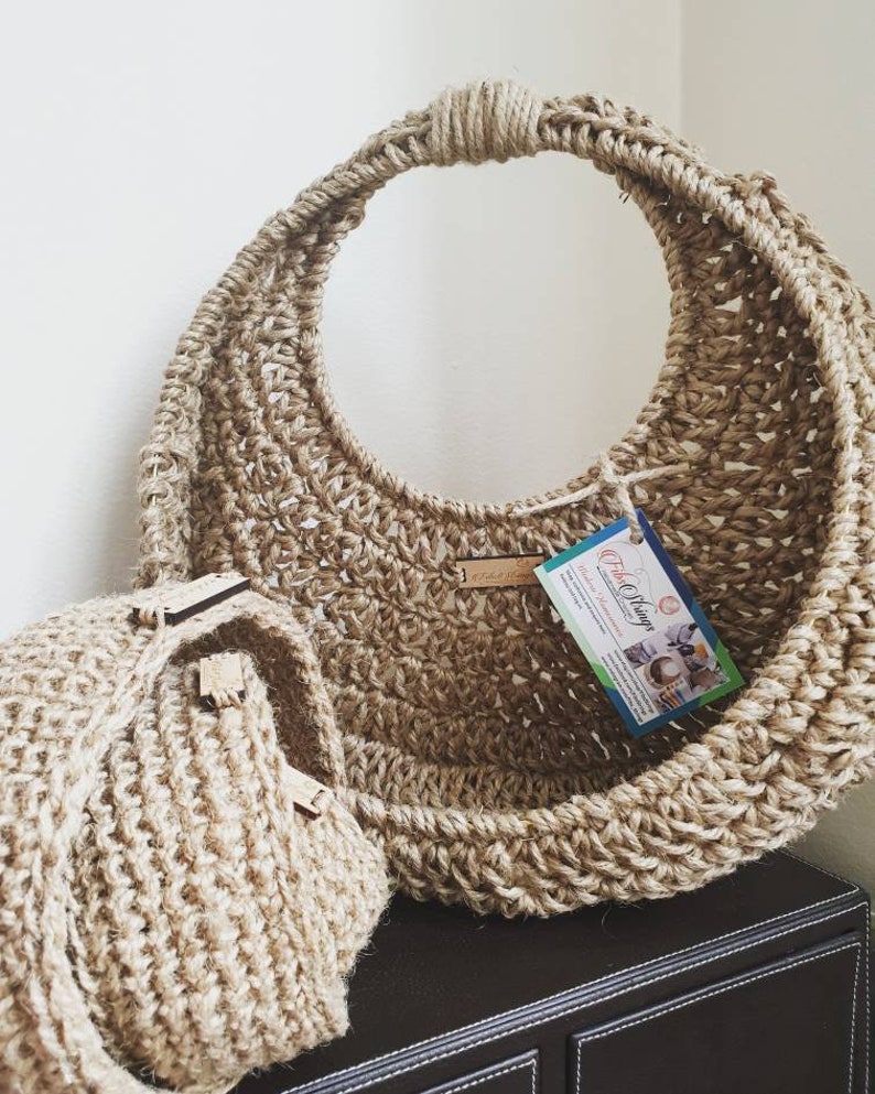 Crochet Jute Wall Hanging Fibs Strings Original Wall Planter Hanging Planter Circular Planter Crochet Planter Wall Basket image 6