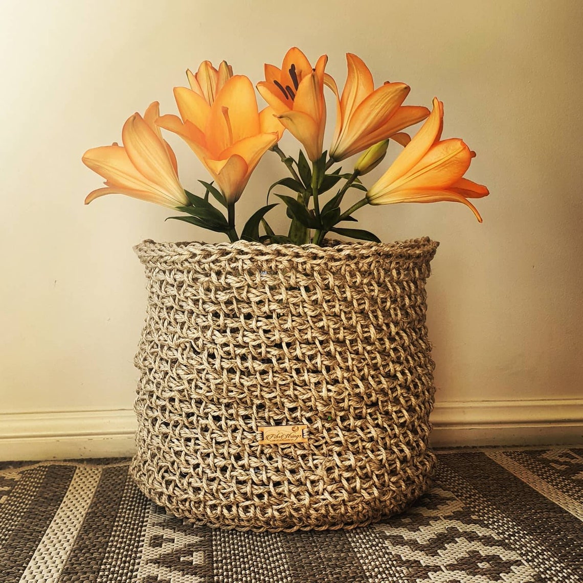 Large Jute Planter Basket Large Jute Basket Pot Plant Jute Etsy