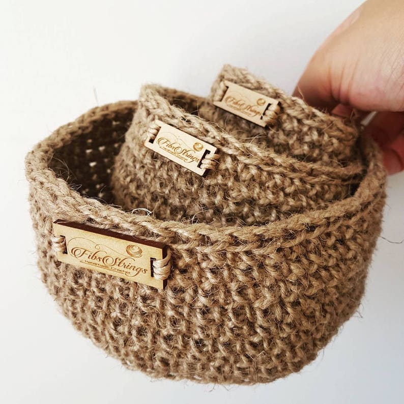 Jute Twine Nested Baskets Set of 3 Natural