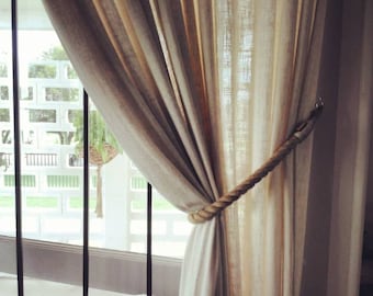 Handmade Jute Rope Curtain Tie Backs | Single (1) or a Pair (2) | Window Furnishings