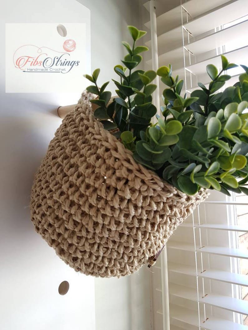 Handmade Thick Jute Twine Basket Hanging Hooked Jute Basket Etsy