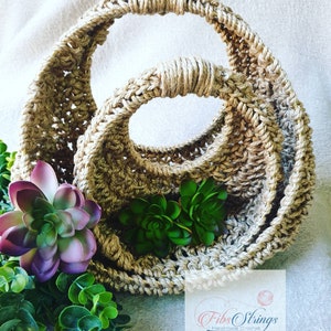 Crochet Jute Wall Hanging Fibs Strings Original Wall Planter Hanging Planter Circular Planter Crochet Planter Wall Basket image 8