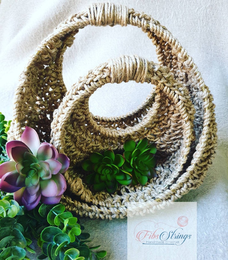 Crochet Jute Wall Hanging Fibs Strings Original Wall Planter Hanging Planter Circular Planter Crochet Planter Wall Basket image 8